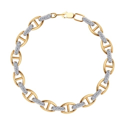 Браслет из красного золота с камнями Фианит