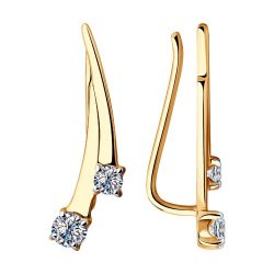 Cercei din aur roșu cu pietre Cubic Zirconia Incolor