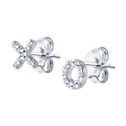 Серьги Пусеты из серебра с камнями Фианит