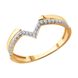 Кольцо из красного золота с камнями Бриллиант