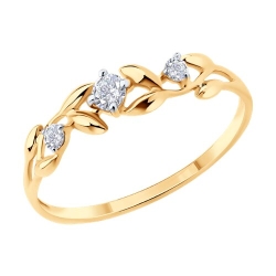 Inel din aur roșu cu pietre Cubic Zirconia Incolor