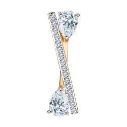 Pandantiv din aur roșu cu pietre Cubic Zirconia Incolor