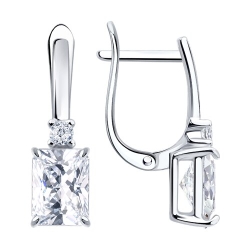 Серьги из серебра с камнями Фианит