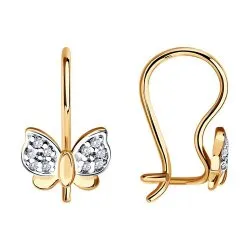 Cercei p-u copii din aur roșu cu Cubic Zirconia Incolor
