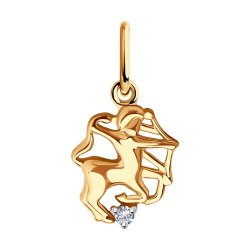 Pandantiv din aur roșu cu pietre Cubic Zirconia Incolor