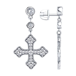 Cercei Pusete din argint  cu pietre Cubic Zirconia Incolor