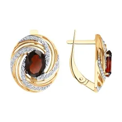 Cercei din aur roșu cu Cubic Zirconia Incolor, Granat