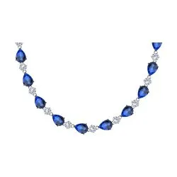 Colier din argint cu Cubic Zirconia Incolor, Cubic Zirconia Albastru Safir
