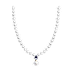 Колье из красного золота с камнями Бриллиант, Жемчуг белый  и Корунд