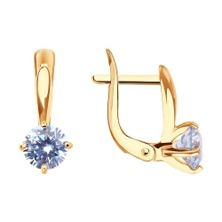 Cercei p-u copii din aur roșu cu pietre Cubic Zirconia Albastru