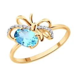 Inel din aur roșu cu Cubic Zirconia Incolor, Topaz Swiss