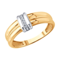 Кольцо из красного золота с камнями Бриллиант