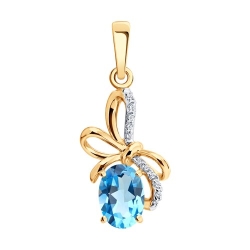 Pandantiv din aur roșu cu pietre Cubic Zirconia Incolor, Topaz Swiss