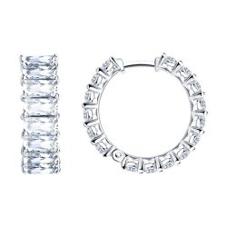 Cercei Creole din argint  cu pietre Cubic Zirconia Incolor