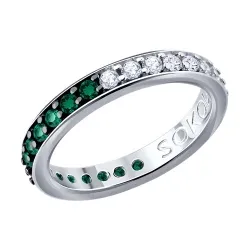 Inel din argint cu Cubic Zirconia Incolor, Cubic Zirconia Verde