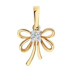 Pandantiv din aur roșu cu Cubic Zirconia Incolor