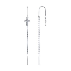 Серьги Продёвки из серебра с камнями Фианит