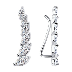 Серьги из серебра с камнями Фианит