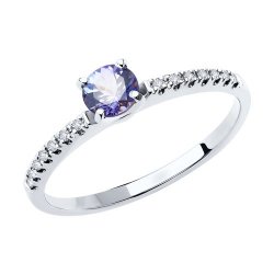 Inel din aur alb cu pietre Diamant, Tanzanit