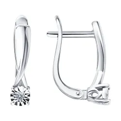 Серьги из серебра с камнями Бриллиант