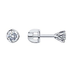 Cercei Pusete din aur alb cu pietre Diamant