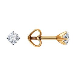 Cercei Pusete din aur roșu cu pietre Cubic Zirconia Incolor
