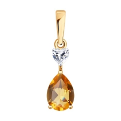 Pandantiv din aur roșu cu pietre Cubic Zirconia Incolor, Citrin