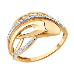 Inel din aur roșu cu pietre Cubic Zirconia Incolor