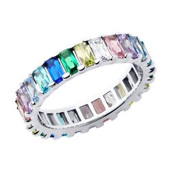 Inel din argint  cu pietre Cubic Zirconia Colorat