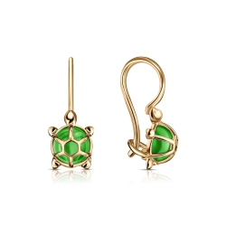 Cercei p-u copii din aur roșu cu pietre Cubic Zirconia Verde