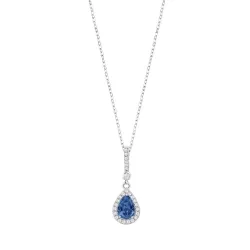 Colier din argint cu Cubic Zirconia Incolor, Cubic Zirconia Albastru Safir