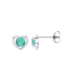 Cercei Pusete din argint cu Cubic Zirconia Verde