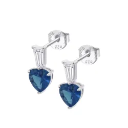 Cercei Pusete din argint cu Cubic Zirconia Incolor, Cubic Zirconia Albastru Safir