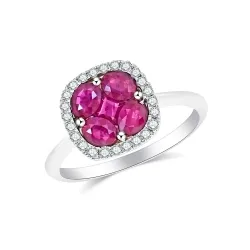 Inel din aur alb cu Diamant, Rubin
