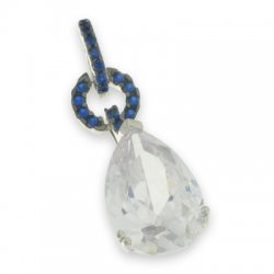 Pandantiv din argint  cu pietre Cubic Zirconia Incolor, Cubic Zirconia Albastru Safir