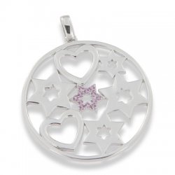 Pandantiv din argint  cu pietre Cubic Zirconia Roz