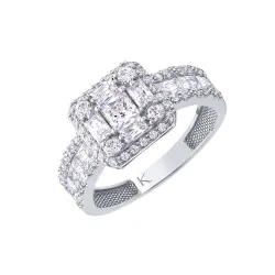 Inel din aur alb cu Cubic Zirconia Incolor