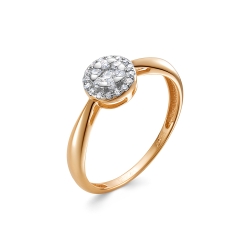 Кольцо из красного золота с камнями Бриллиант