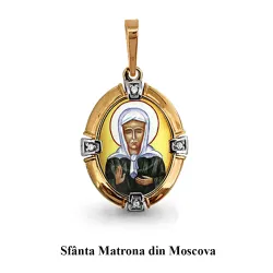 Iconiță din aur roșu cu Cubic Zirconia Incolor