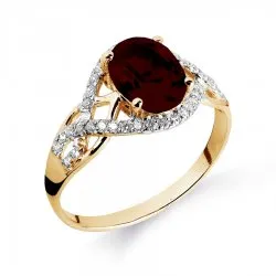 Inel din aur roșu cu Cubic Zirconia Incolor, Granat