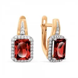 Cercei din aur roșu cu Cubic Zirconia Incolor, Granat