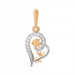 Pandantiv din aur roșu cu pietre Cubic Zirconia Incolor