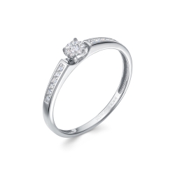 Кольцо из белого золота с камнями Бриллиант