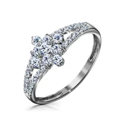 Inel din aur alb cu Cubic Zirconia Incolor, Cubic Zirconia Liliachiu