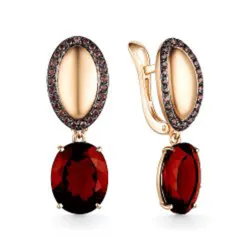 Cercei Suspendați din aur roșu cu Cubic Zirconia Maro, Granat