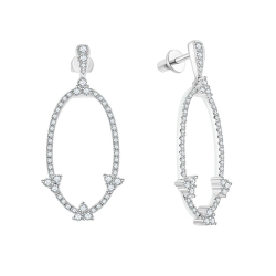 Серьги Пусеты из белого золота с камнями Бриллиант