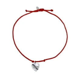 Браслет Love из серебра с камнями Текстиль