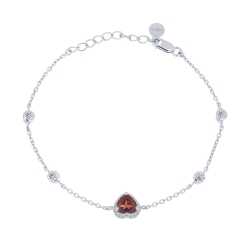 Браслет Love из серебра с камнями Фианит Бесцветный, Гранат