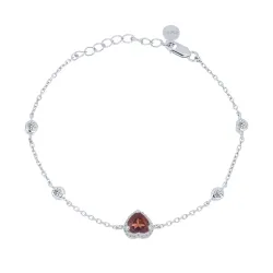 Браслет Love из серебра с камнями Фианит Бесцветный, Гранат