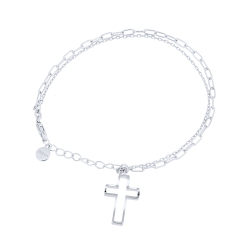 Браслет Крестик из серебра без камней